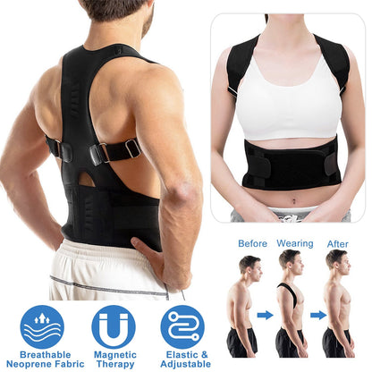 Posture Corrector Back Brace with Magnetic Lumbar Support