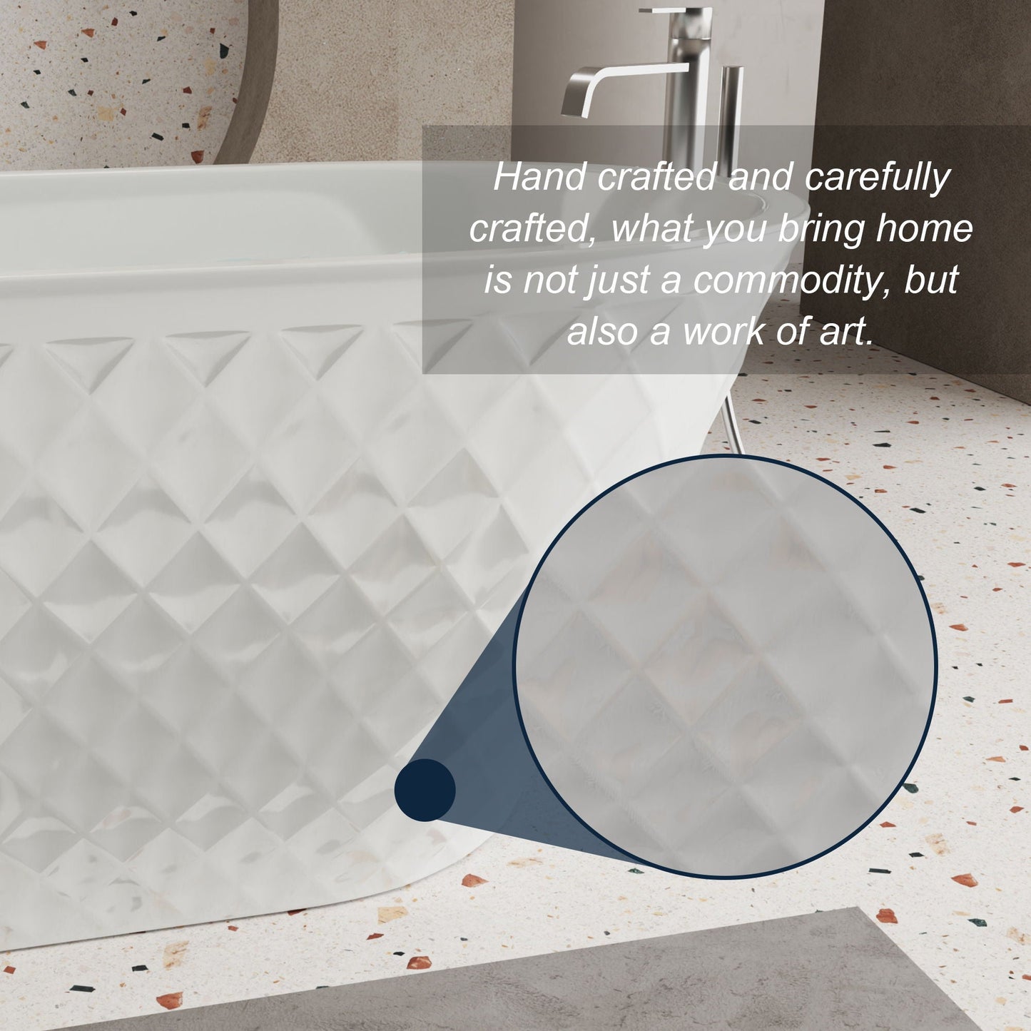 Freestanding Bathtub With Diamond Pattern Design