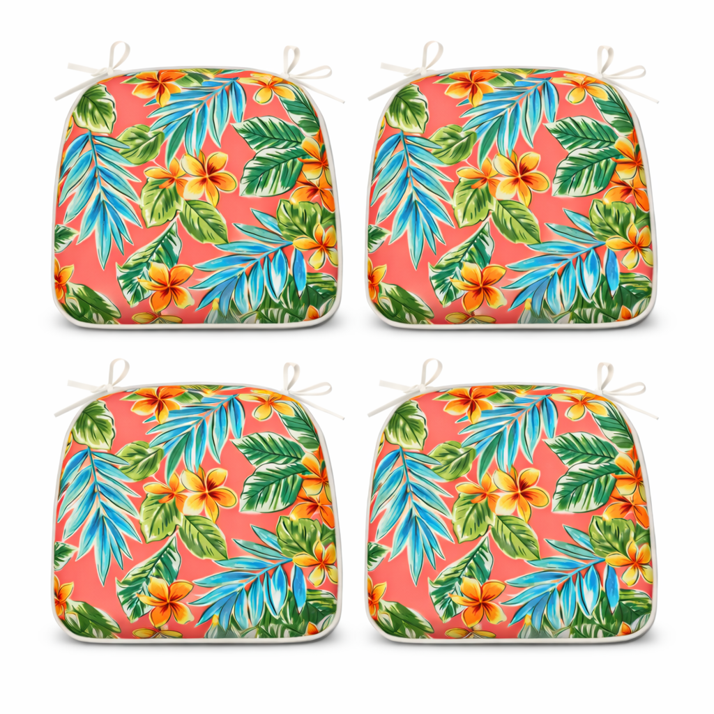 Outdoor Patio Chair Cushions Set of 4 - Bright Coral