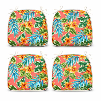 Outdoor Patio Chair Cushions Set of 4 - Bright Coral