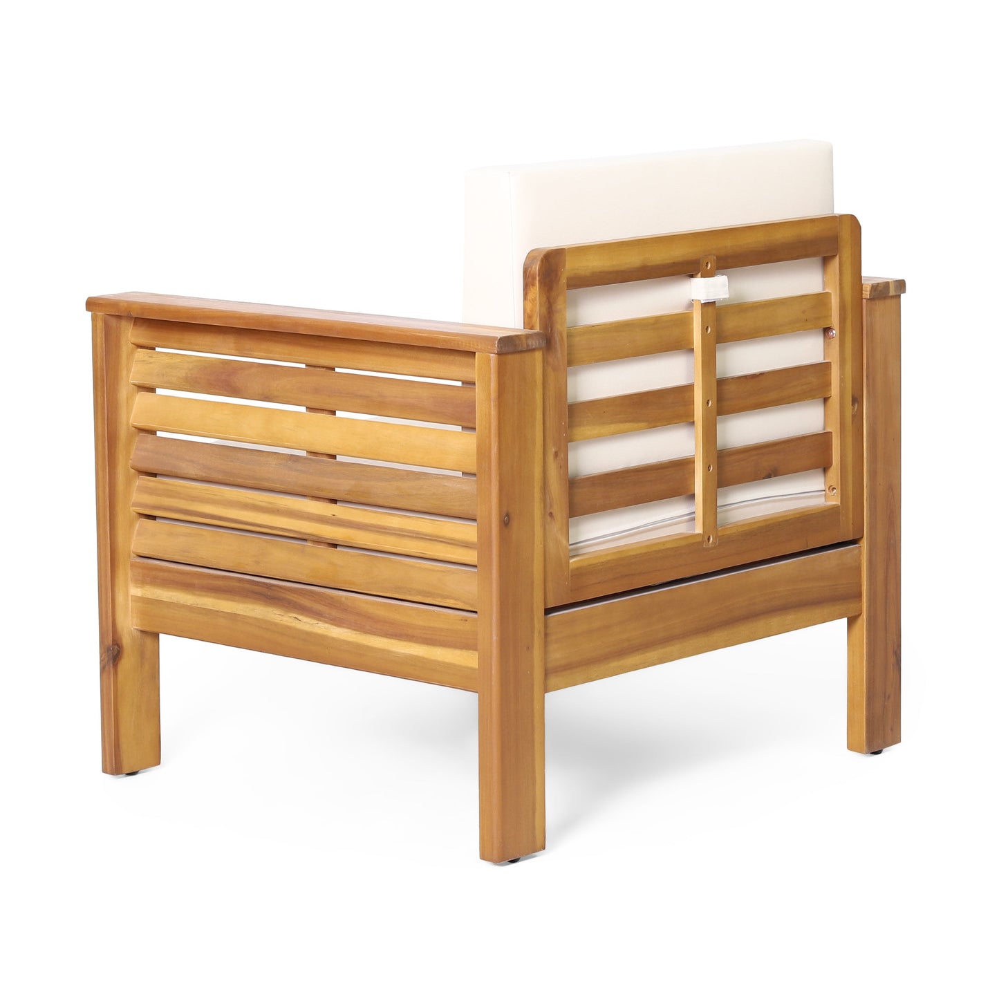 Set of 2 Outdoor Acacia Wood Club Chairs with Cushions