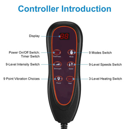 Full Body Electric Massage Mat with Heat, Vibration, and Neck & Lumbar Support Pillow
