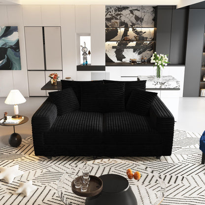 Convertible Deep Seat Sofa With Soft Pillows And Ottomans