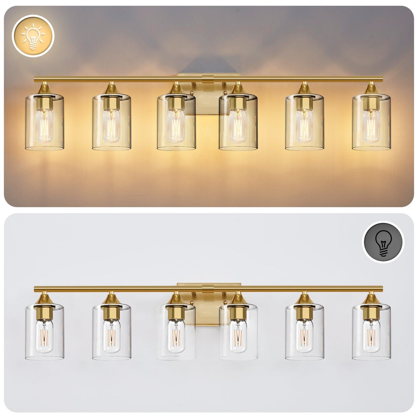 6-Light Brushed Bathroom Lighting