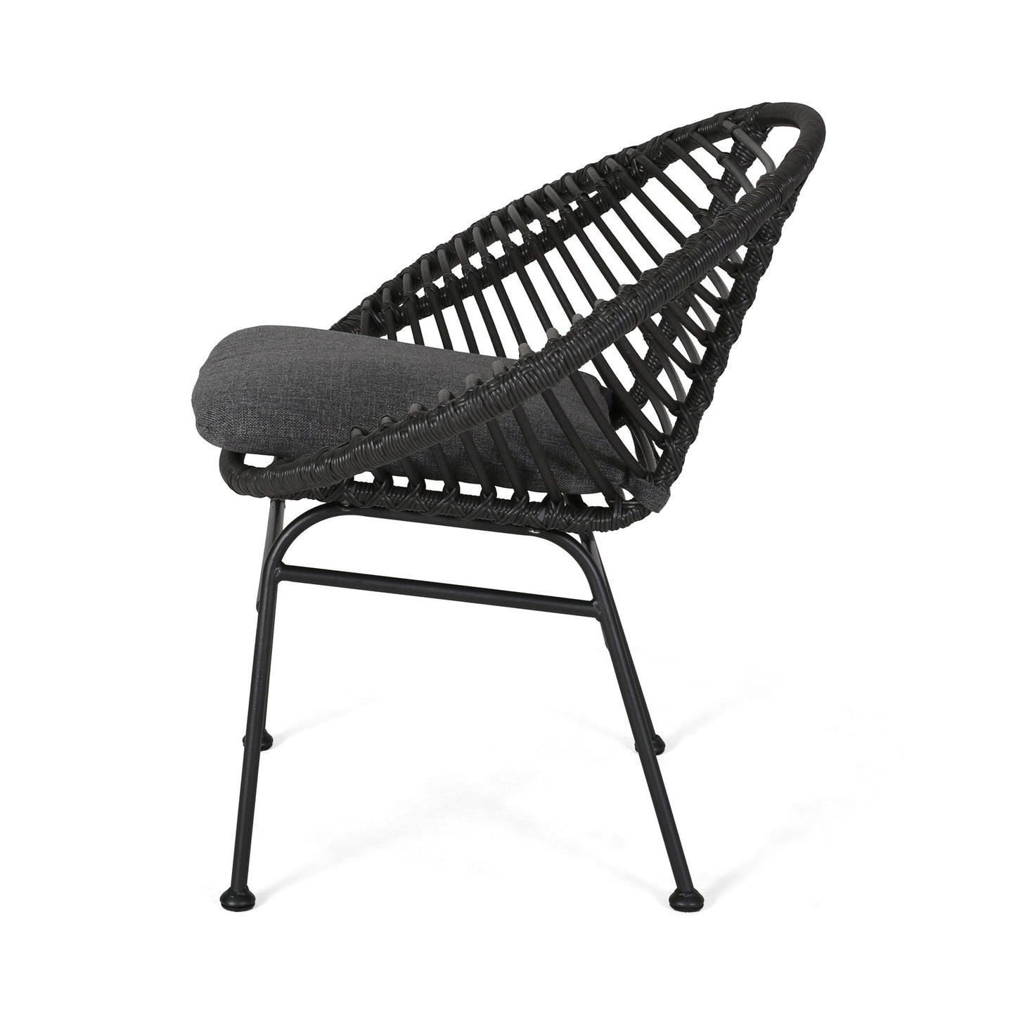 Cordella Outdoor Woven Wicker Chairs with Cushions, Set of 2