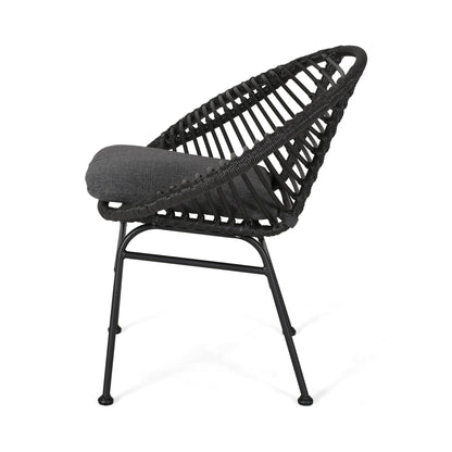 Cordella Outdoor Woven Wicker Chairs with Cushions, Set of 2