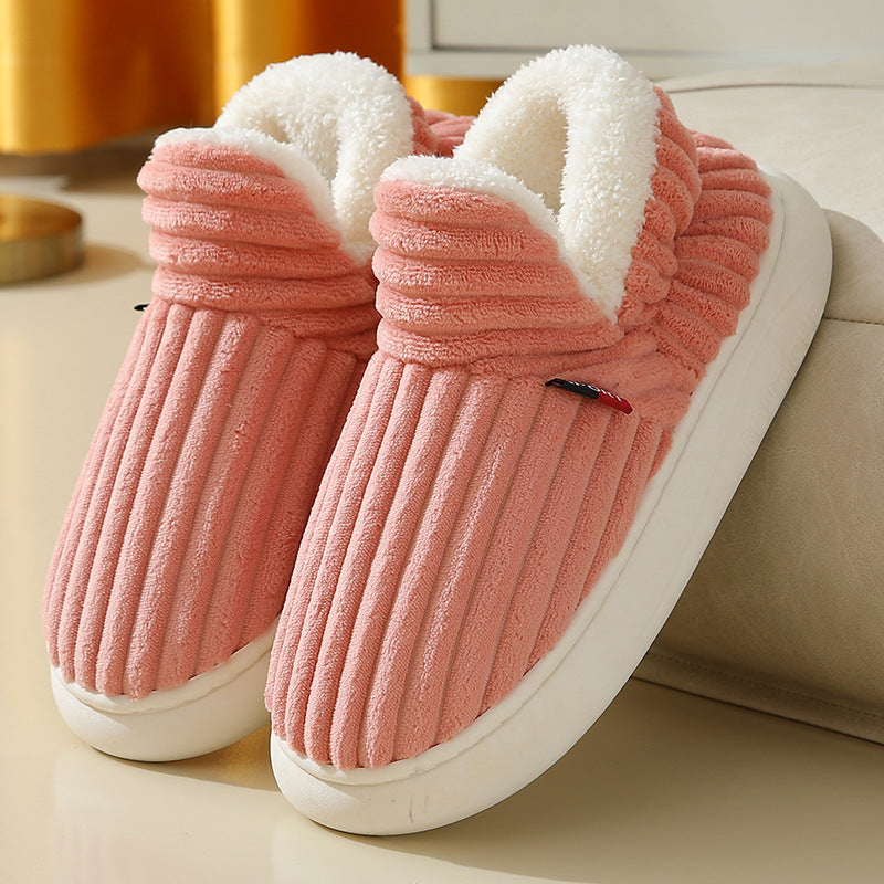 New Women Cotton Slippers  Slippers Warm Cotton Plush Shoes Fleece Fluffy