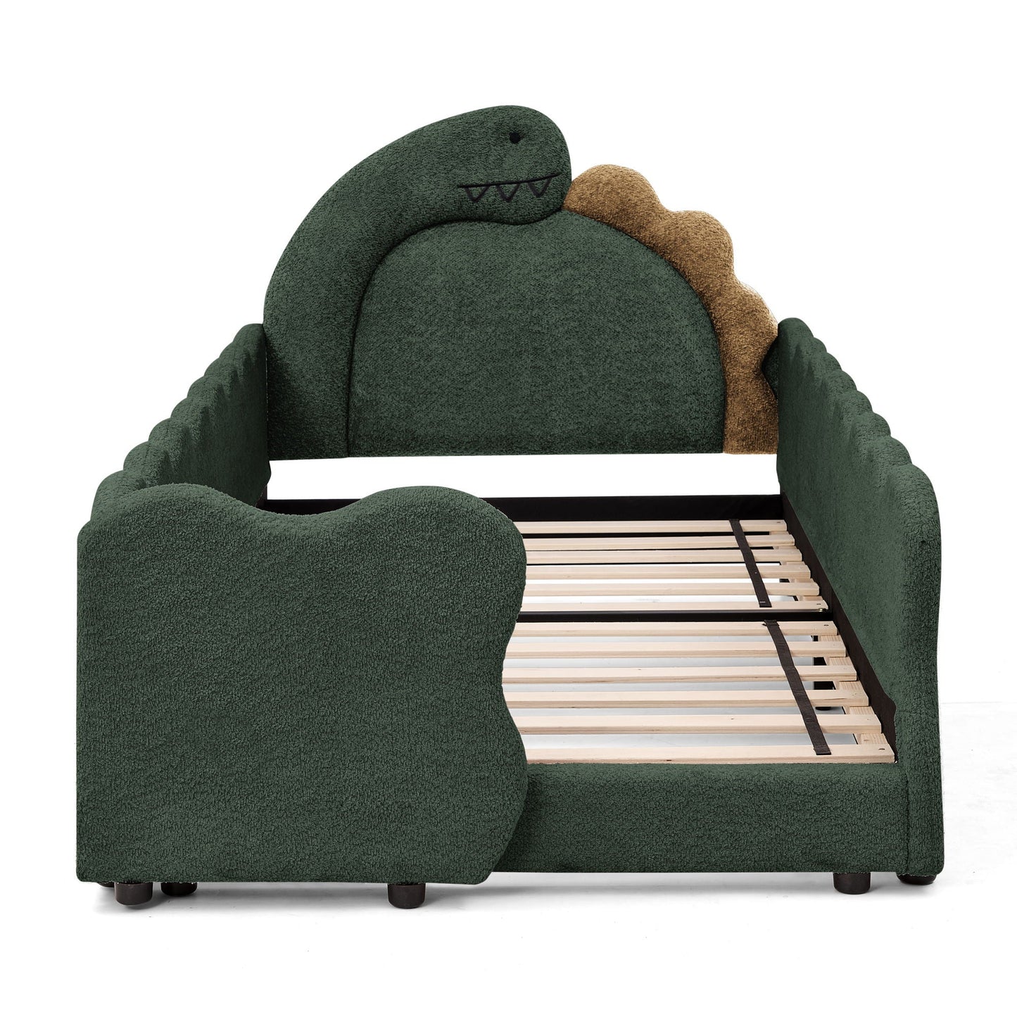 Cute Dinosaur Shaped Bed With Safety Guardrail, Toddler Frame