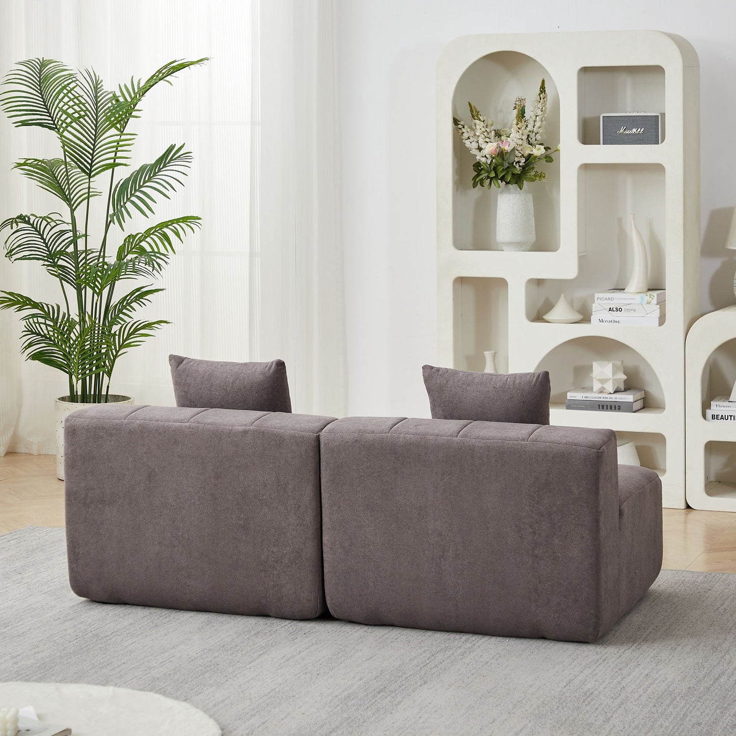 Modular Sectional Sofa With 2 Pillows, Symmetrical Design