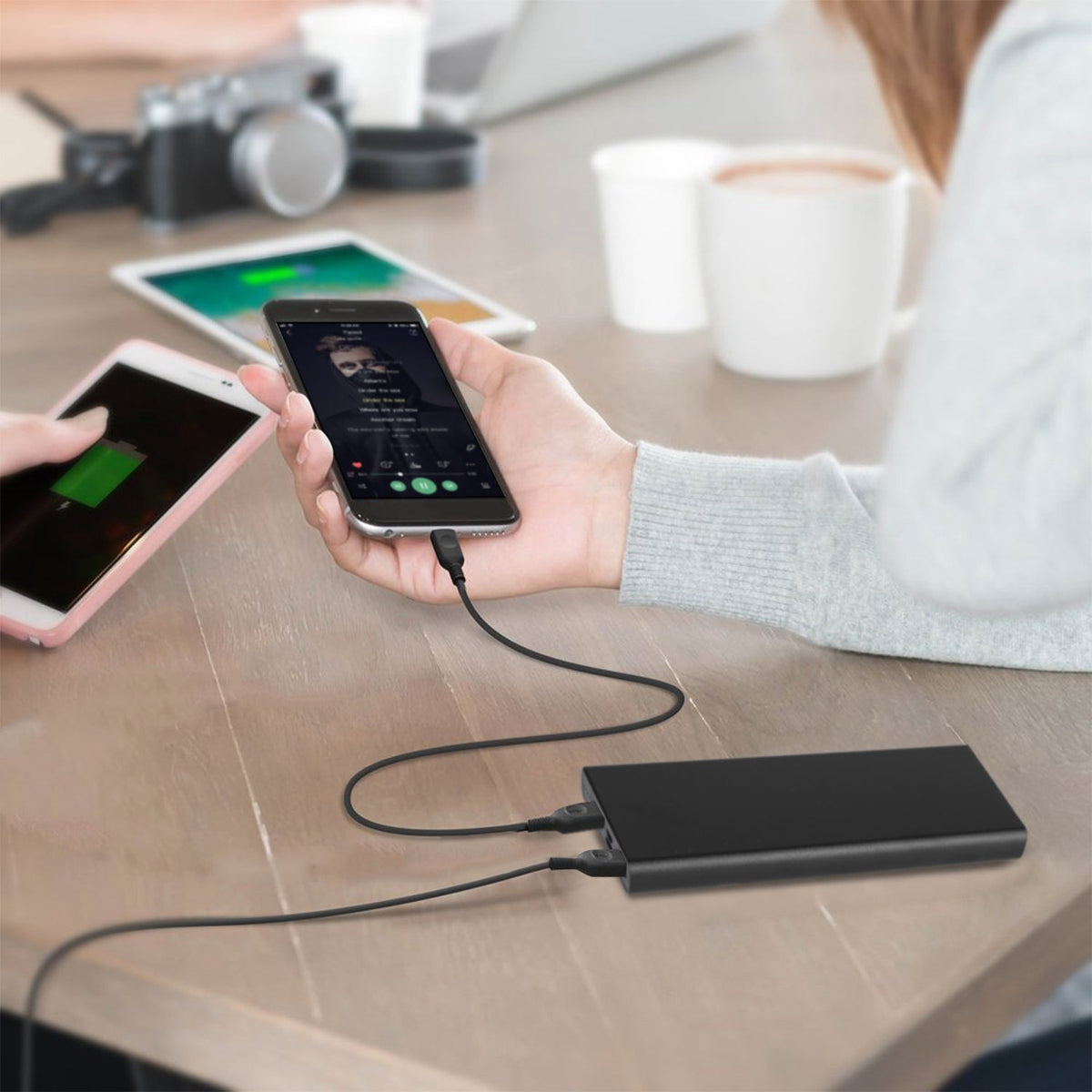 20000mAh Power Bank Portable External Battery Pack Phone Charger with Dual USB Output Ports Type C Micro USB Input