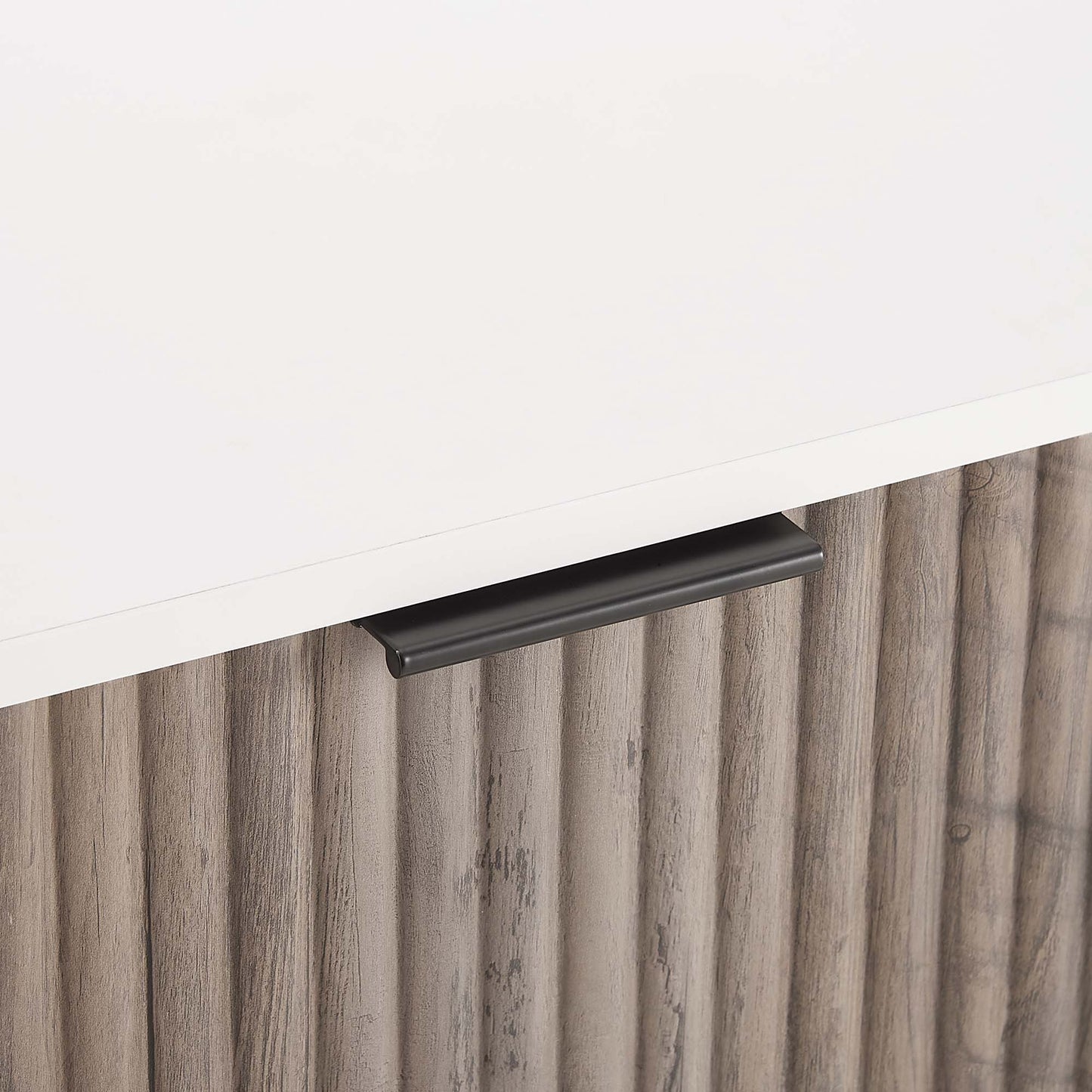 Dumbo - Fluted Nightstand With 1 Drawer - Gray / White