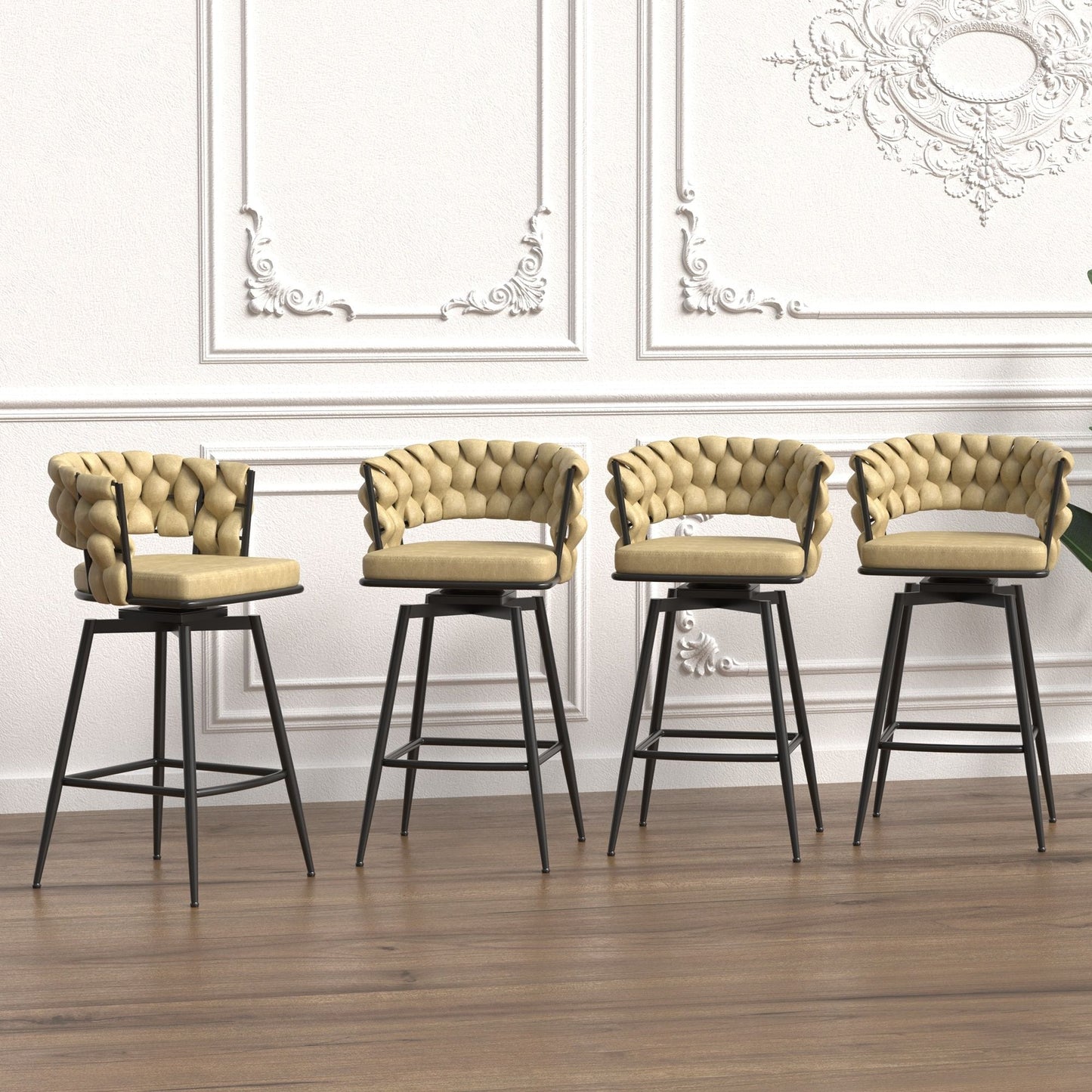 Bar Stool 360 Swivel With Back Footrest
