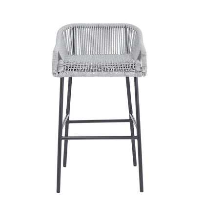 La Push Outdoor Patio Light Gray Rope Bar Stool, Set of 2