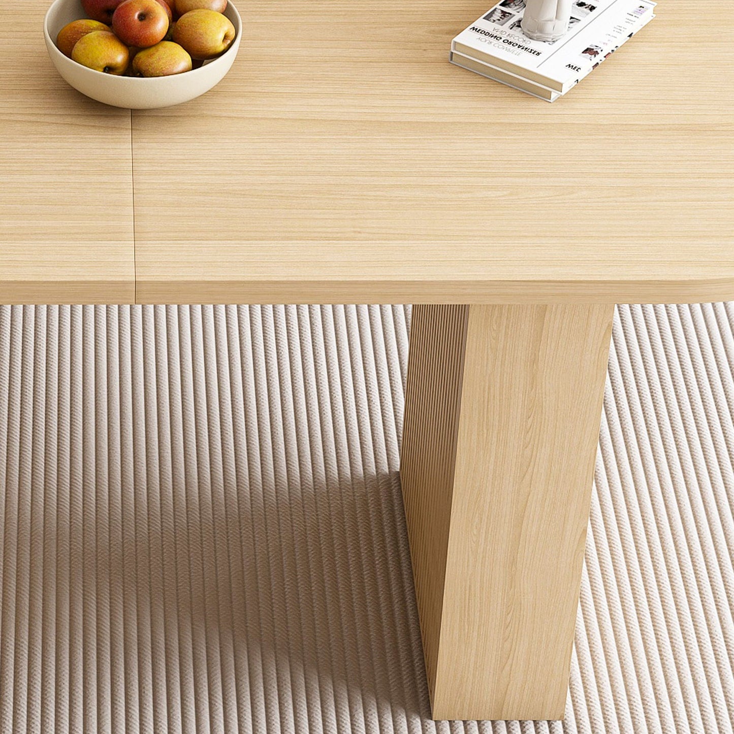 Oval Dining Table With Wood Strip Base