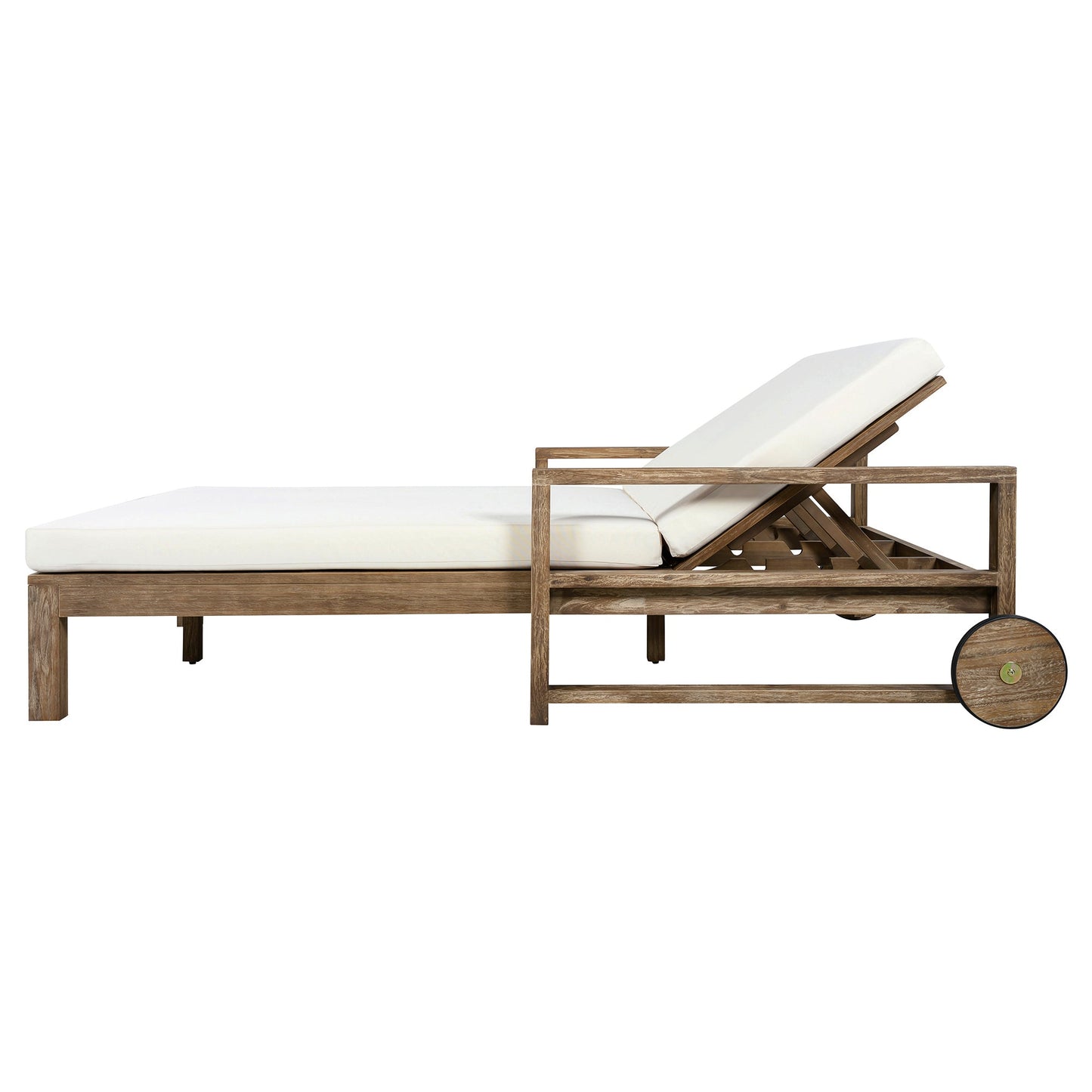 TREXM 1-Piece Farmhouse Wooden Outdoor Sunbed for 2