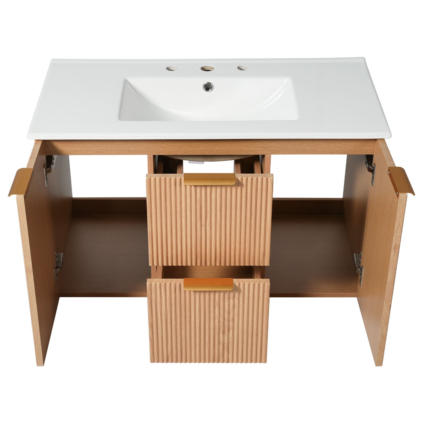 Modern Wall Mounted Bathroom Vanity, Soft Close Doors