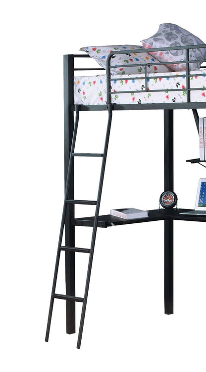Senon Twin Loft Bed With Desk - Black / Silver