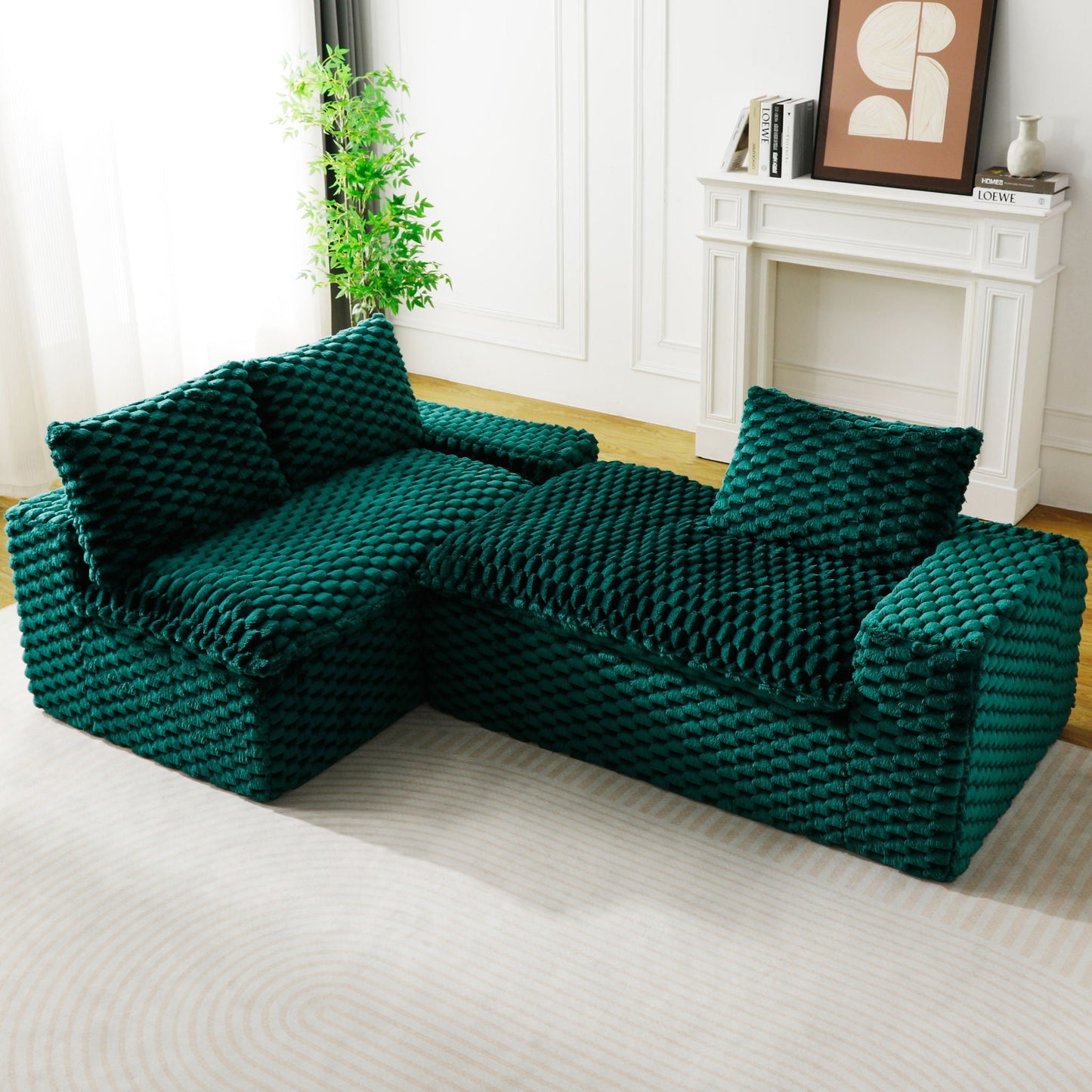 Modular Sofa, Convertible Twin Seat With Chaise Lounge