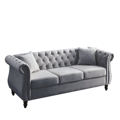 Chesterfield Sofa With Rolled Arms And Nailhead Trim