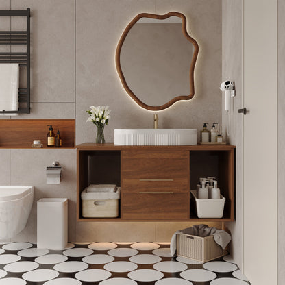 Wall-Mounted Bathroom Vanity with Ceramic Sink