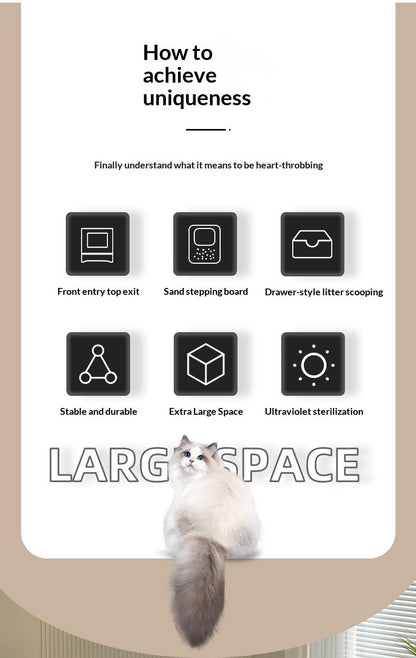 Extra-large Fully Enclosed Drawer-Type Foldable Cat Litter Box