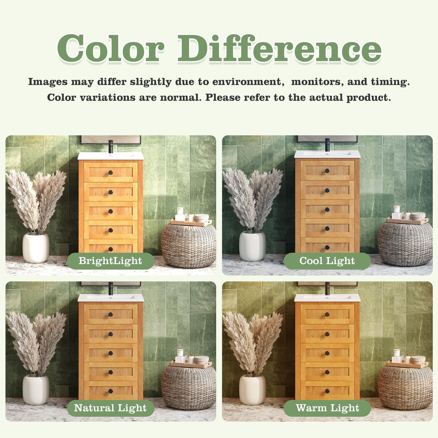 Bathroom Vanity With Integrated Sink, Soft-Closing Door - Natural Wood