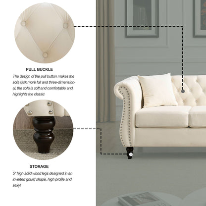 Chesterfield Sofa With Rolled Arms And Nailhead Trim