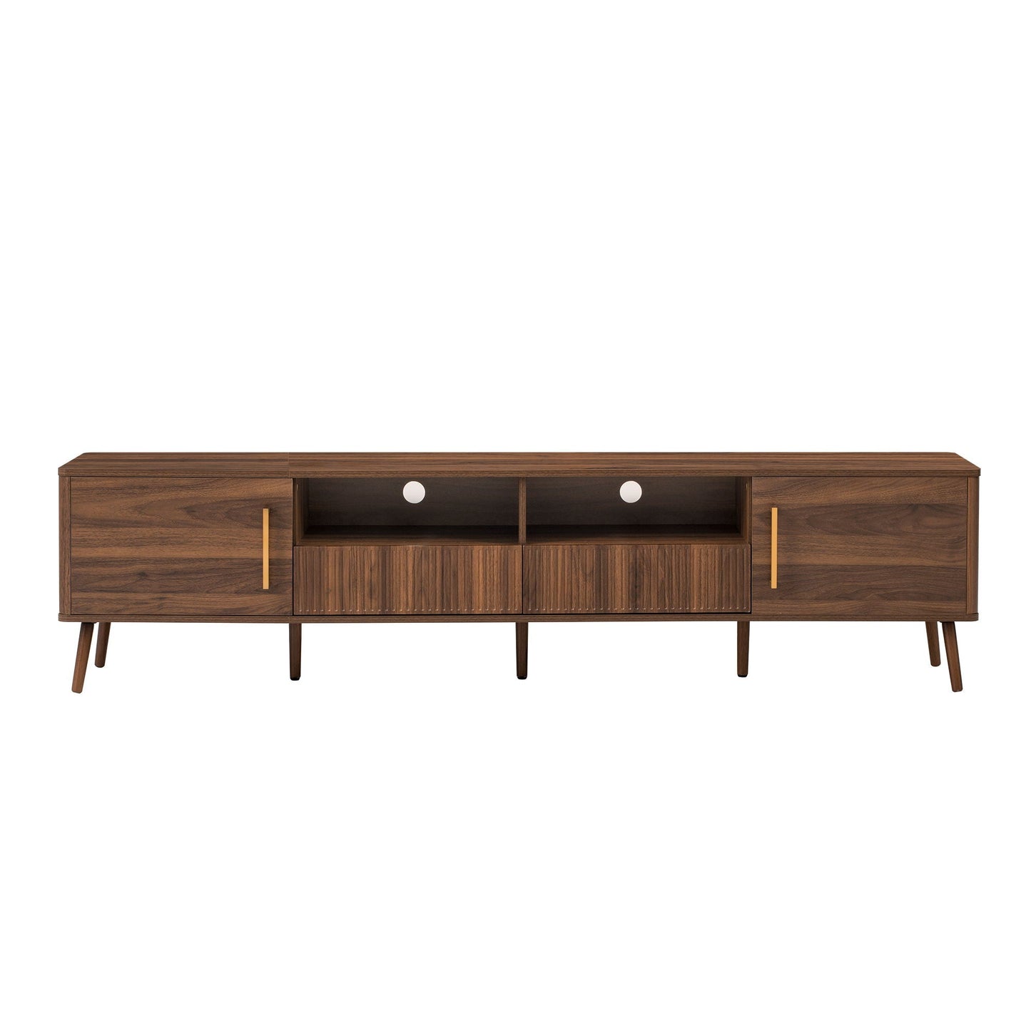 TV Stand For TVs Up To 85" With Soft-Close Doors, Open Shelf, Cable Management - Walnut