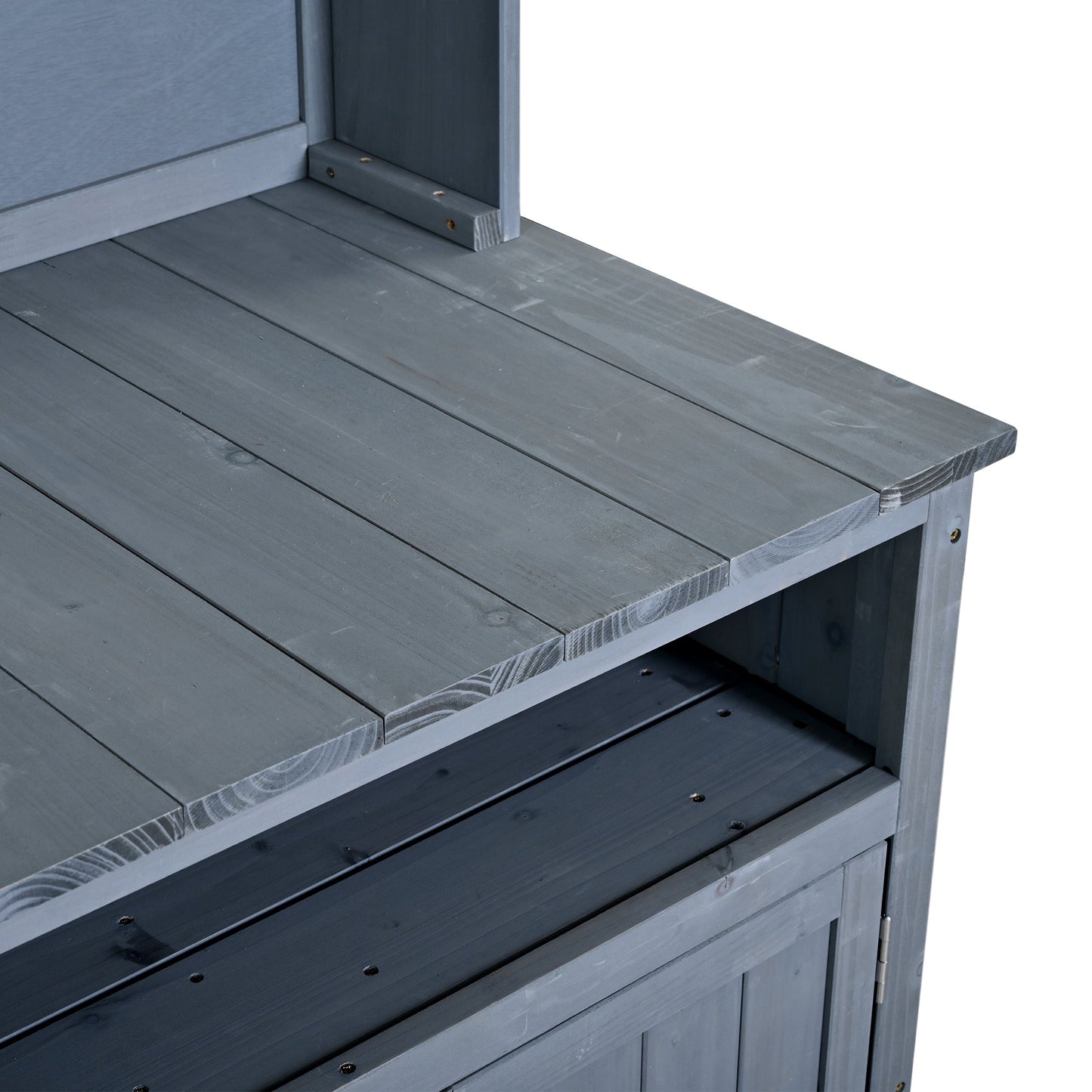 TOPMAX Large Fir Wood Potting Bench with Hutch and Storage