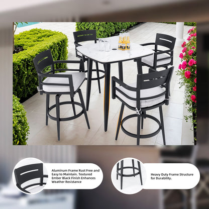 Outdoor Swivel Bar Chairs, 360 Degree Rotation, Ergonomic Backrest (Set of 2)