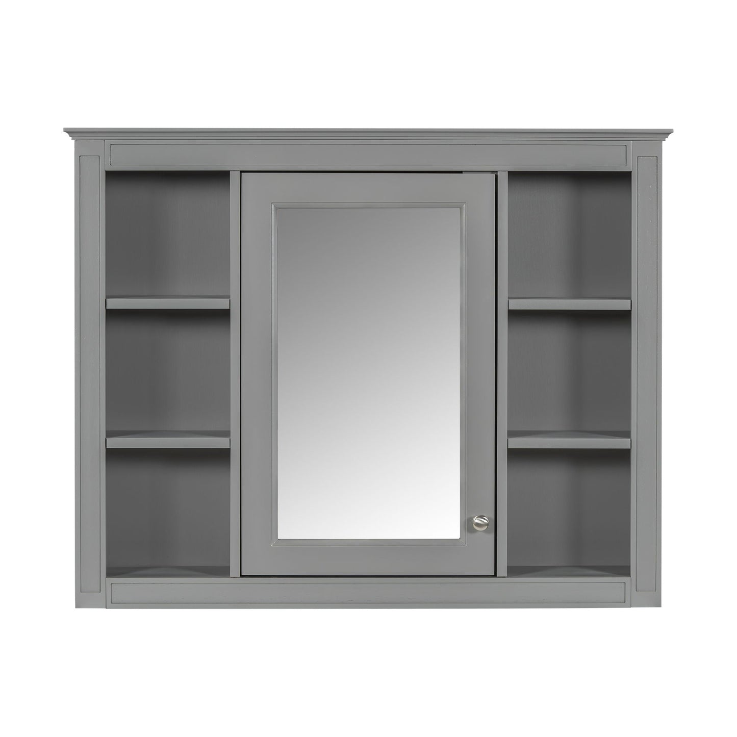 Wall Mounted Medicine Cabinet With Mirror, Storage Cabinet Featuring 6 Open Shelves And Adjustable Interior