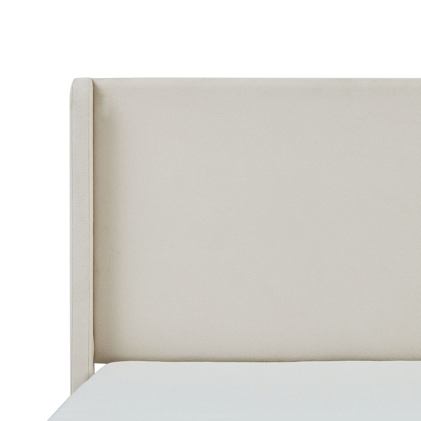Carmen - King Size Upholstered Wingback Bed - Ivory