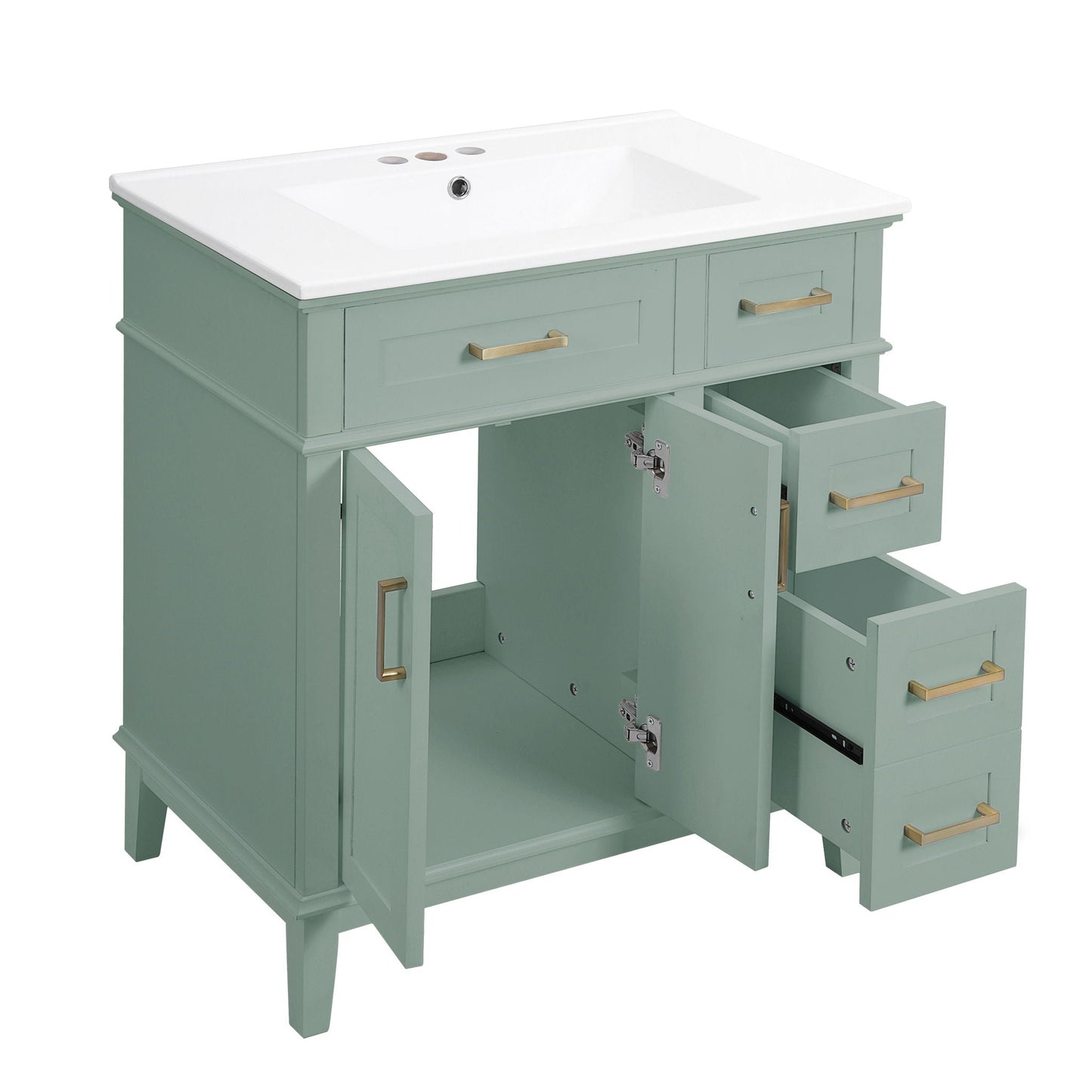 Modern Bathroom Vanity With Sink, Storage Cabinet, Soft Close Doors, Deep & Standard Drawers