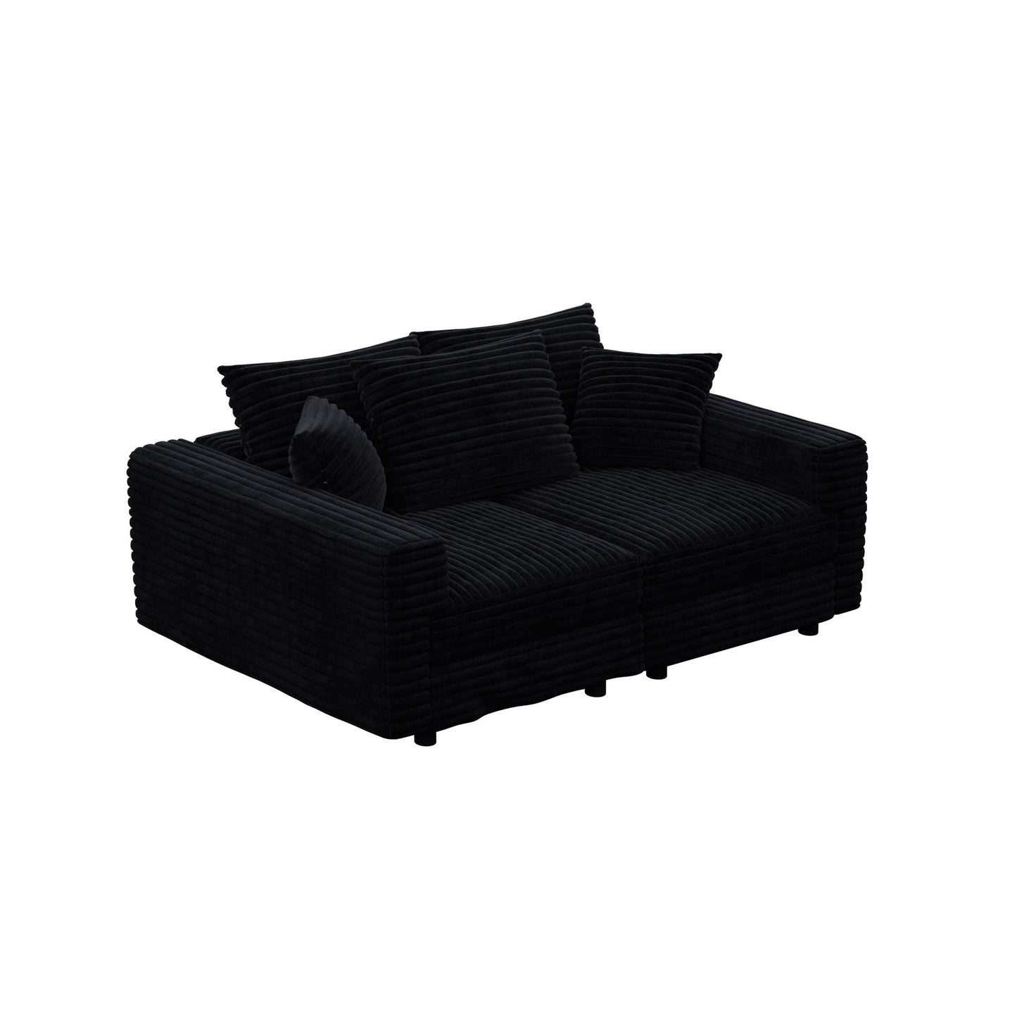 Deep Seat Convertible Sofa With Soft Pillows And Ottomans