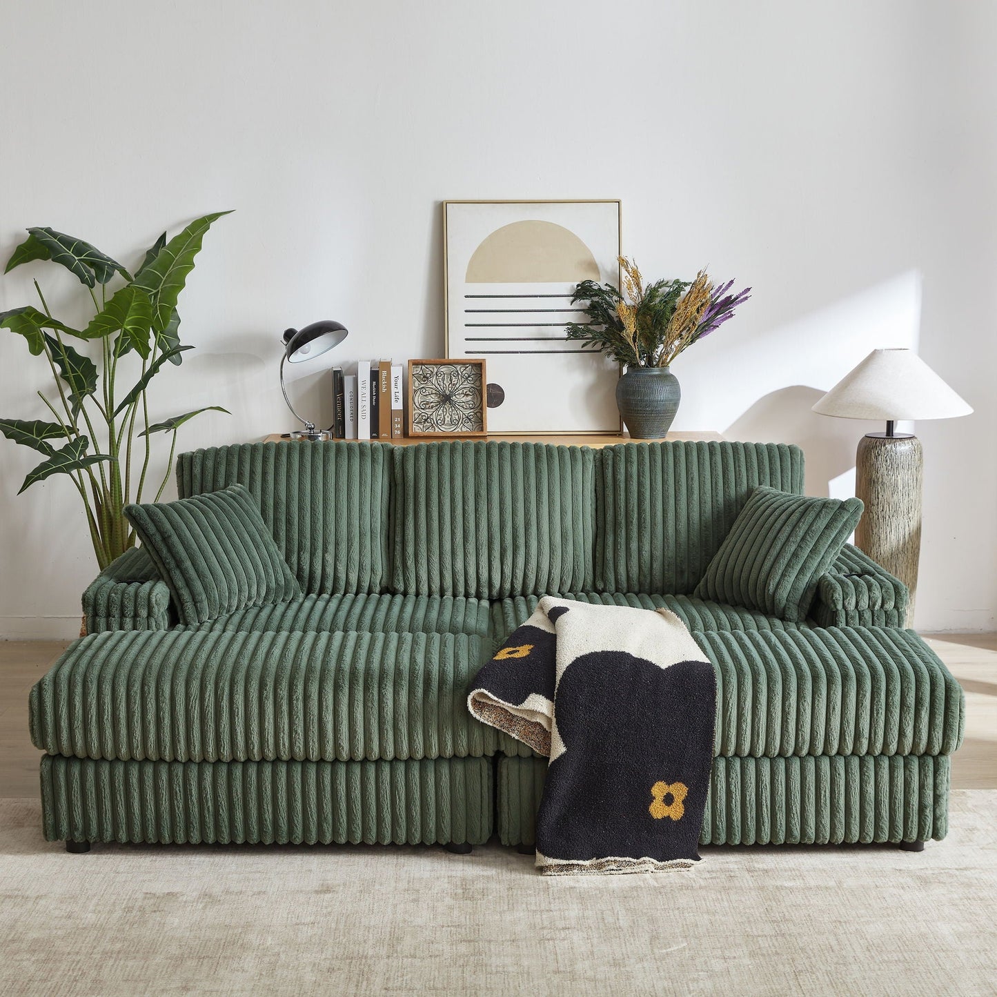 3 Seater Sofa With 2 Ottomans For Living Room