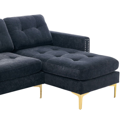 Modern L - Shape Convertible Sectional Sofa With Movable Ottoman