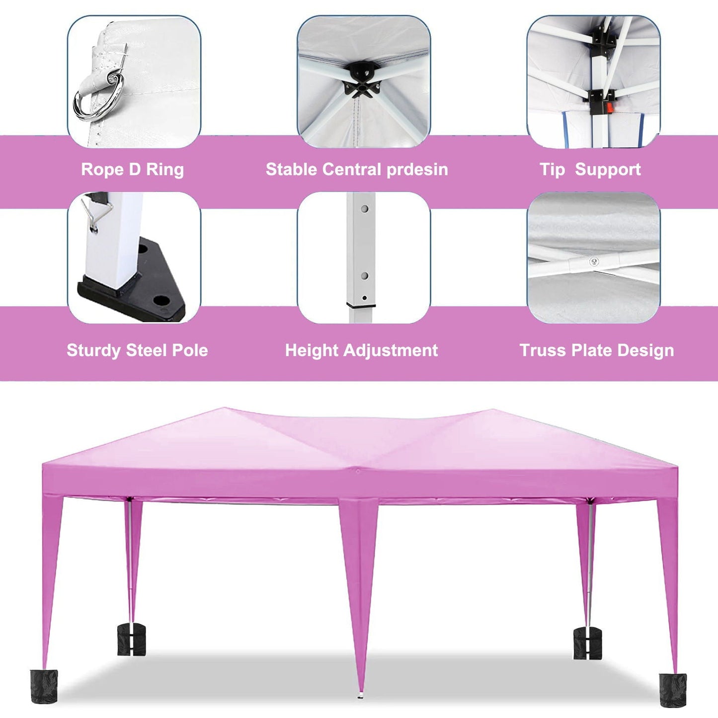 10'x20' EZ Pop Up Canopy Outdoor Portable Party Folding Tent with 6 Removable Sidewalls