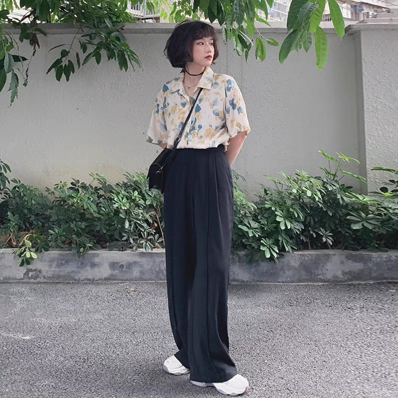 Summer Thin Section High Waist Drape Pants Suit Wide Leg Pants Women