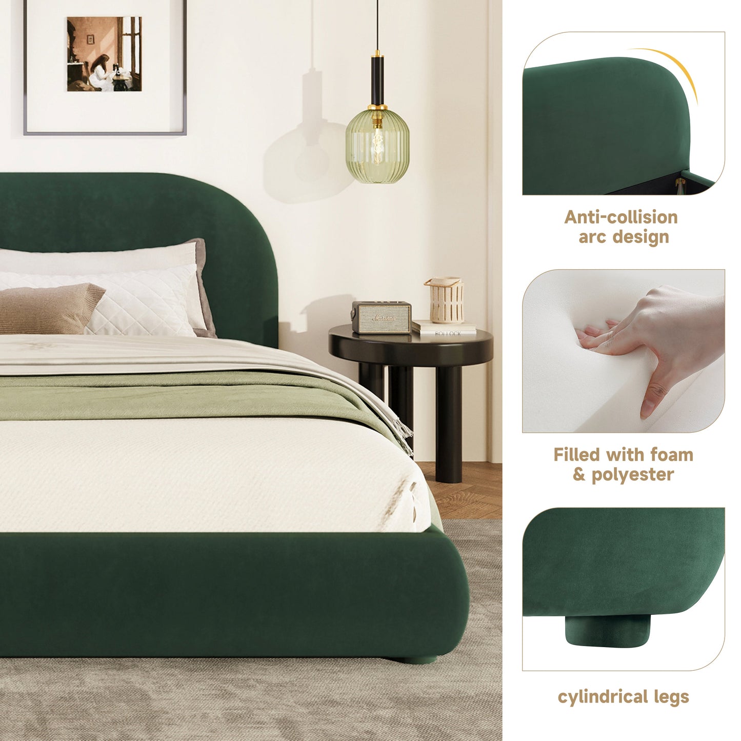 Dark Green Velvet Bed Frame