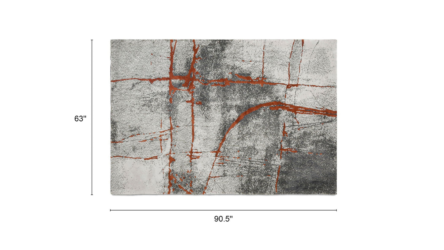 Quarry - 5' X 6.5' Abstract Area Rug - Gray / Orange