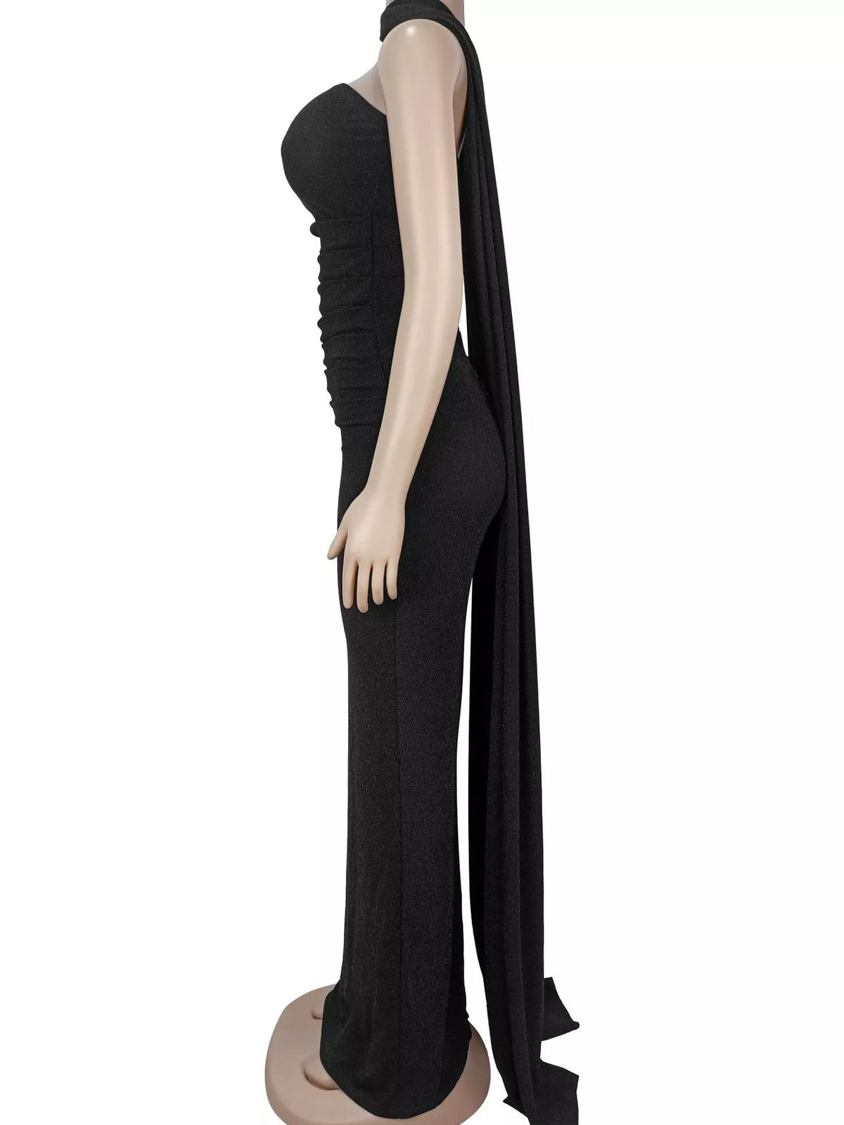 Slit Glitter Tube Maxi Dress with Scarf