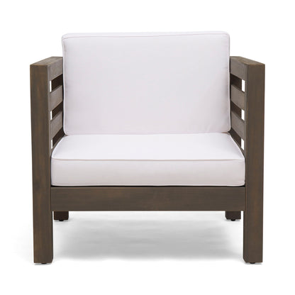 Outdoor Acacia Wood Patio Chair With Fabric Cushion