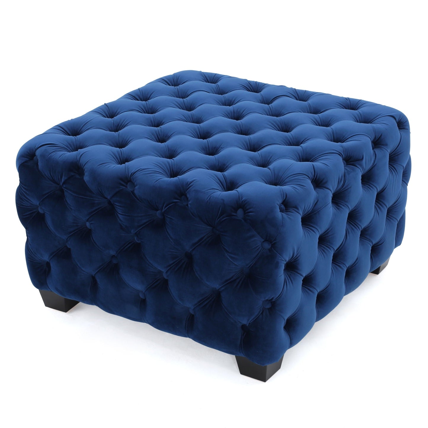 Modern Glam Ottoman with Upholstery and Button Tufted Design