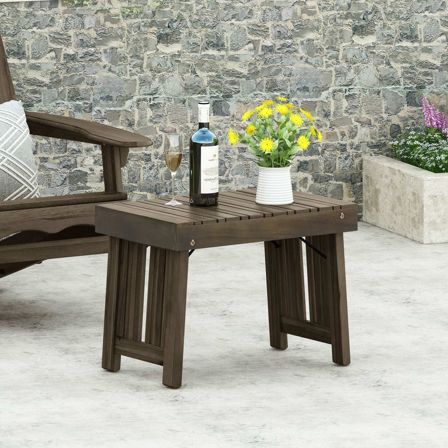 Temptation Outdoor Foldable Side Table With Slat Design