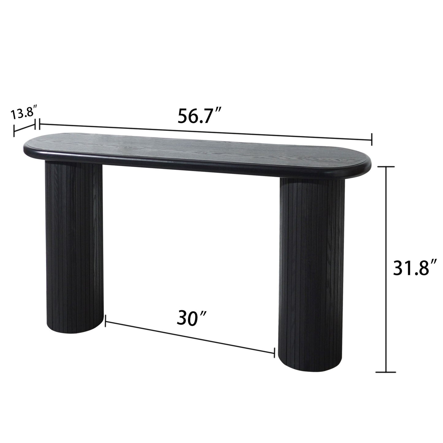 Fluted Cylinder Console Table - Black