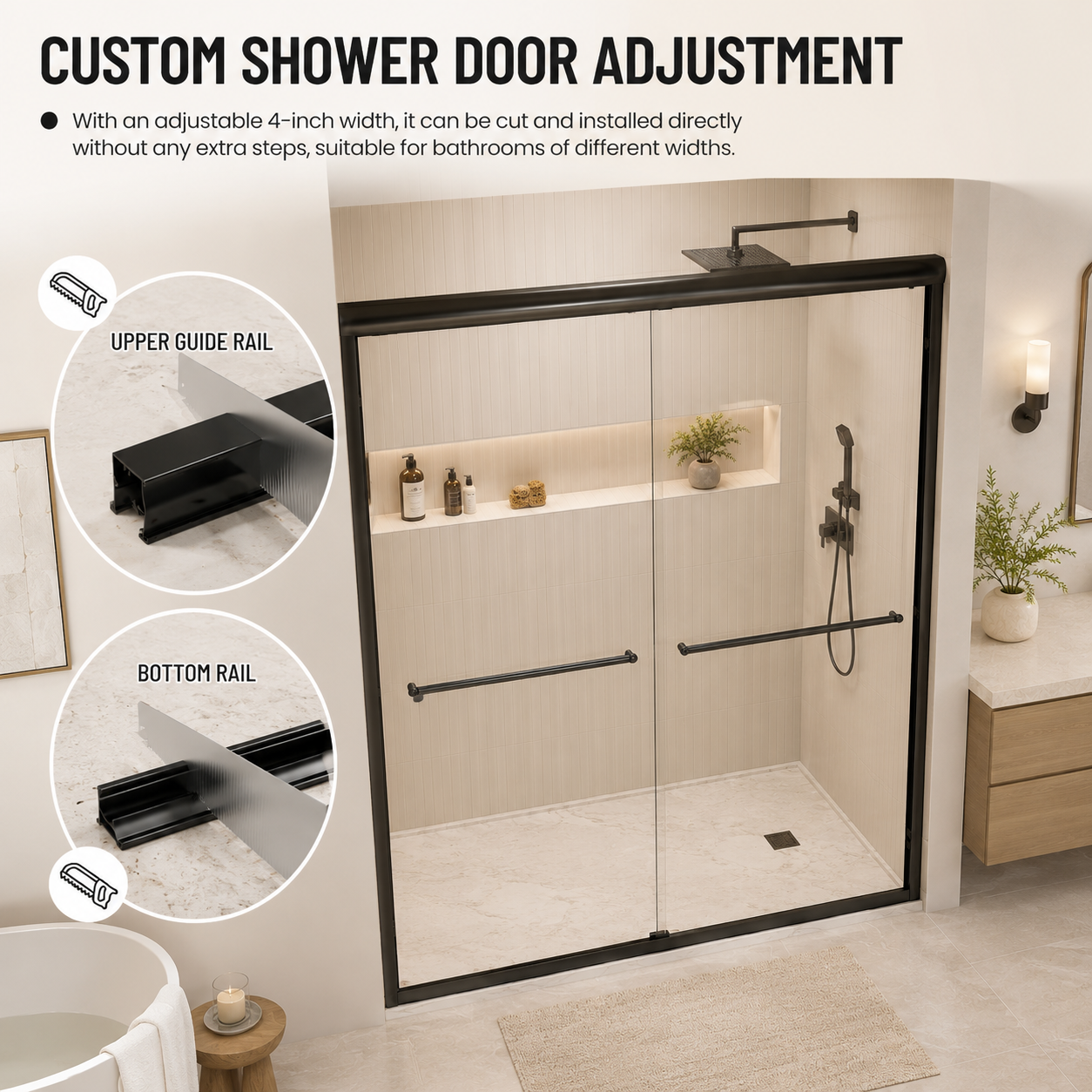 56-60" W x 72" H Framed Double Sliding Shower Door