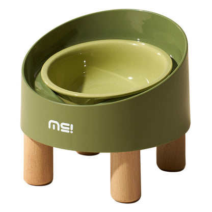 Cat Ceramic Food Basin High Foot Oblique Mouth Neck Protection Bowl Anti-tumble