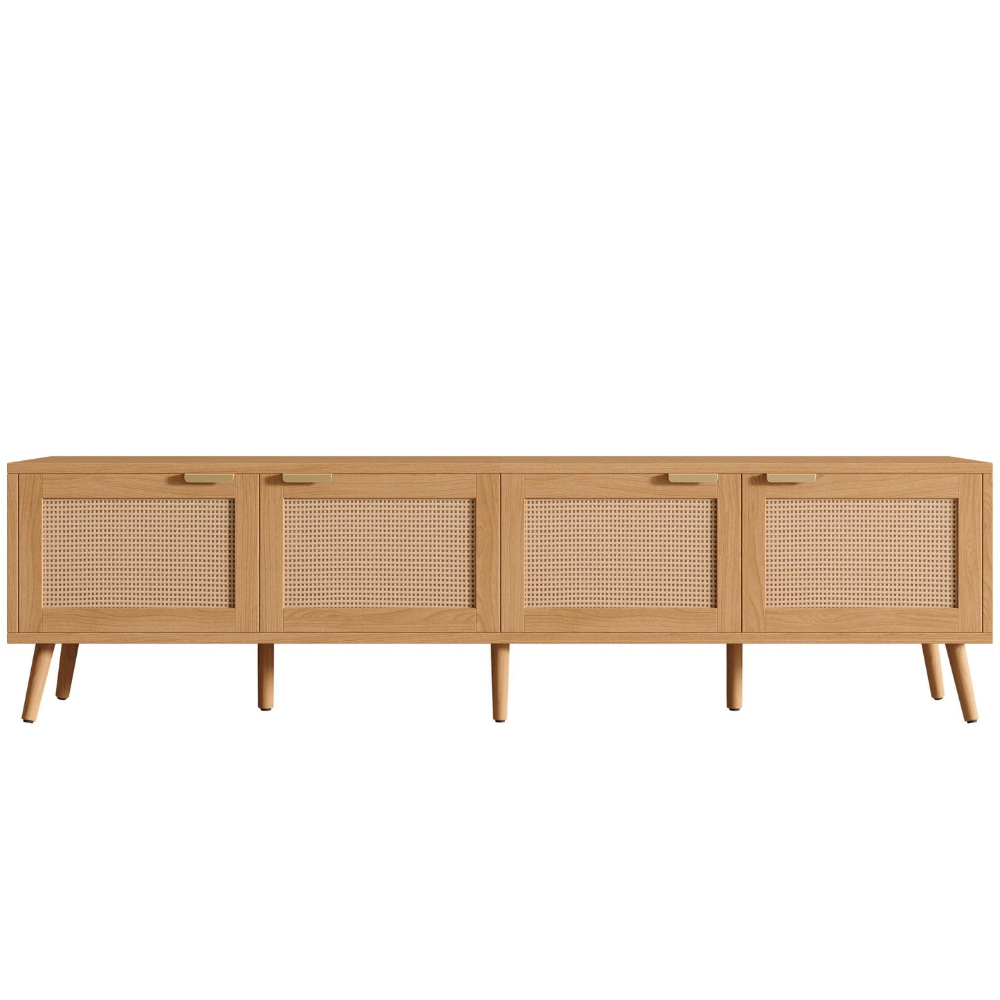 TV Stand With Storage & Cable Holes - Natural Wood
