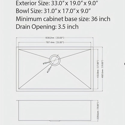 Undermount Kitchen Sink 16 Gauge Single Bowl Stainless Steel
