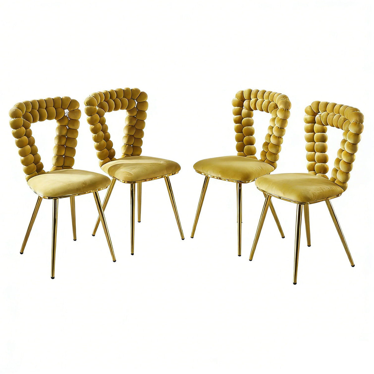 Modern Chair With Iron Tube Legs, Soft Cushions And Comfortable Backrest, Suitable For Dining Room, Living Room, Cafe, Hairball Back